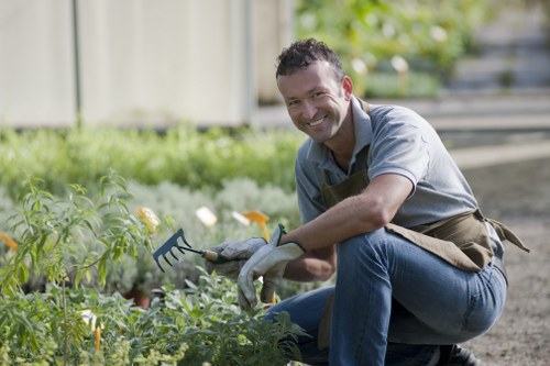 Professional gardener planning a garden layout in Kensington